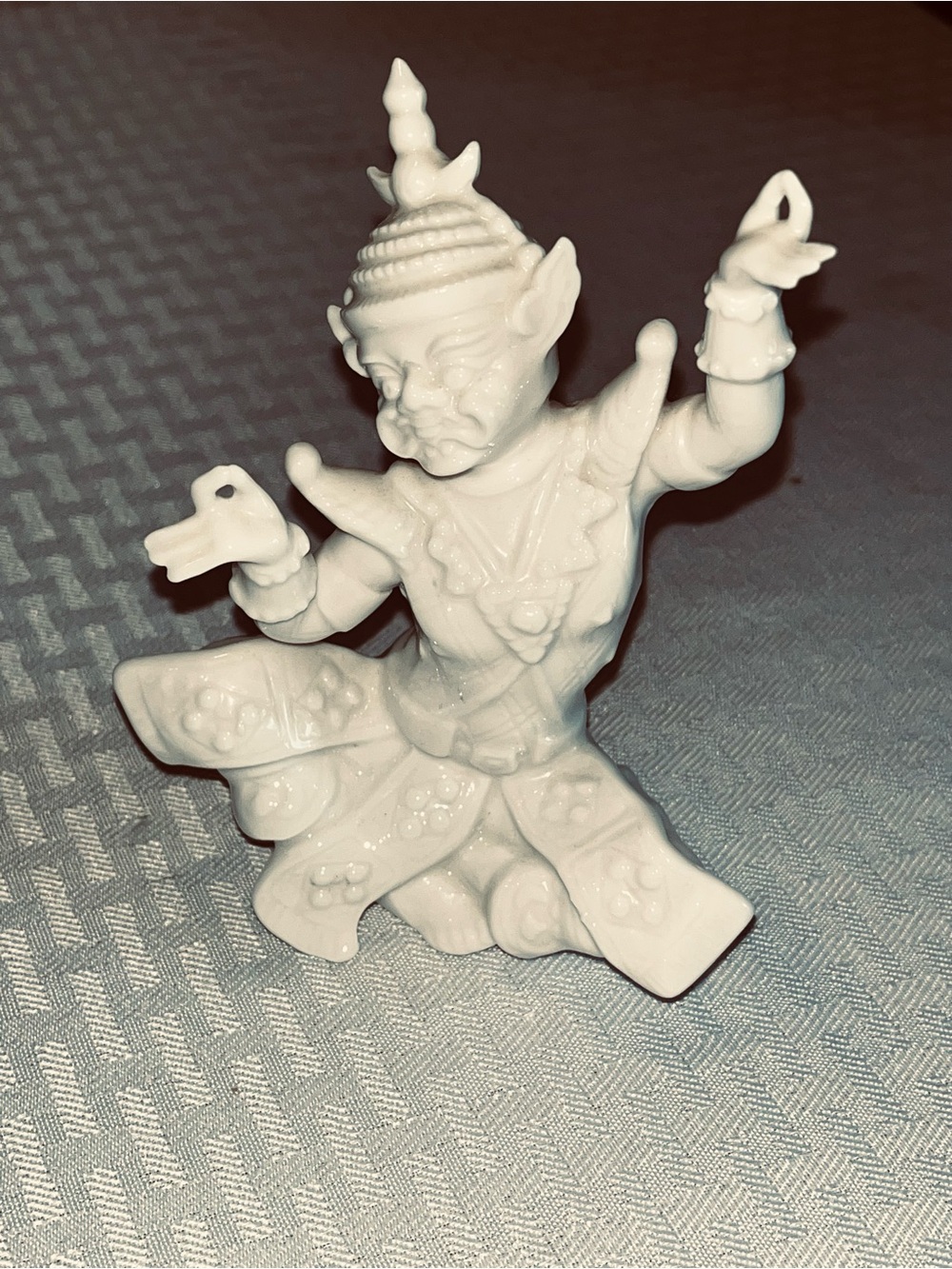 Vintage White Porcelain Thai Siamese Temple Dancer Figurine Asian Decor